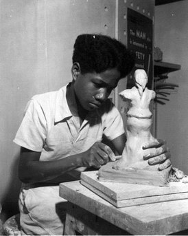 Student Sculptor at Work